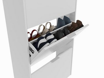 freiraum Schuhkipper Shoe cabinet, in Weiß Hochglanz - 60x113x22 (BxHxT)