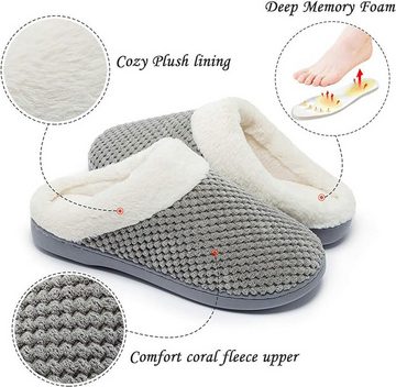 ZWY Warme Schuhe, mit Wolle gefütterte, warme Hausschuhe aus Memory Foam Arbeitsschuh
