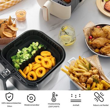 Coonoor Silikonform für Heißluftfritteuse Zubehör, Heißluftfritteuse, Airfryer Zubehör, Heißluftfritteuse Backform mit Trennwänden