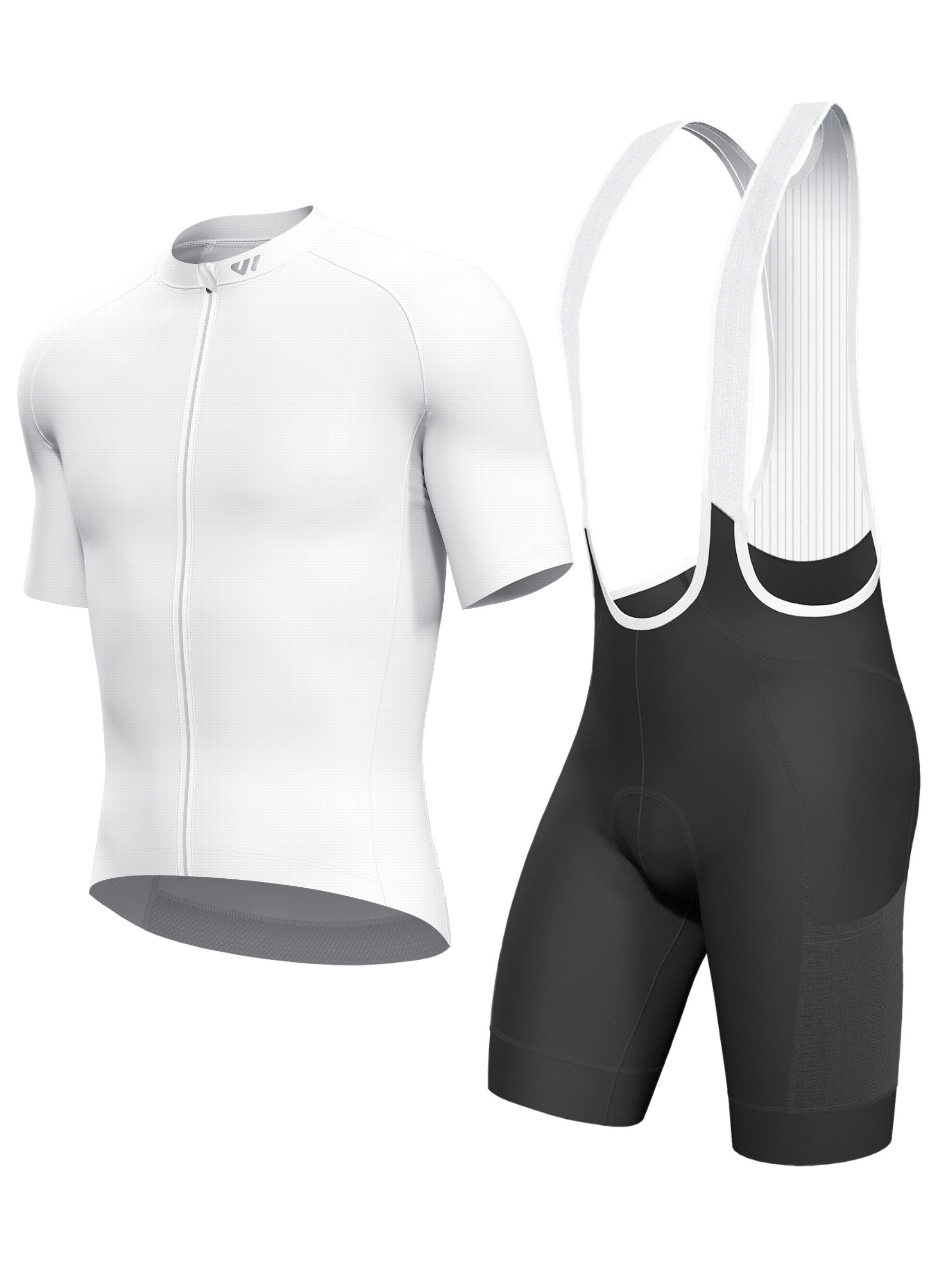 Wulibike Radtrikot Herren Fahrradbekleidungsset mit 3D-Sitzpolster & Cargo-Taschen (2-tlg) Kurzarm Radtrikot + Träger-Fahrradhose für Roadbike