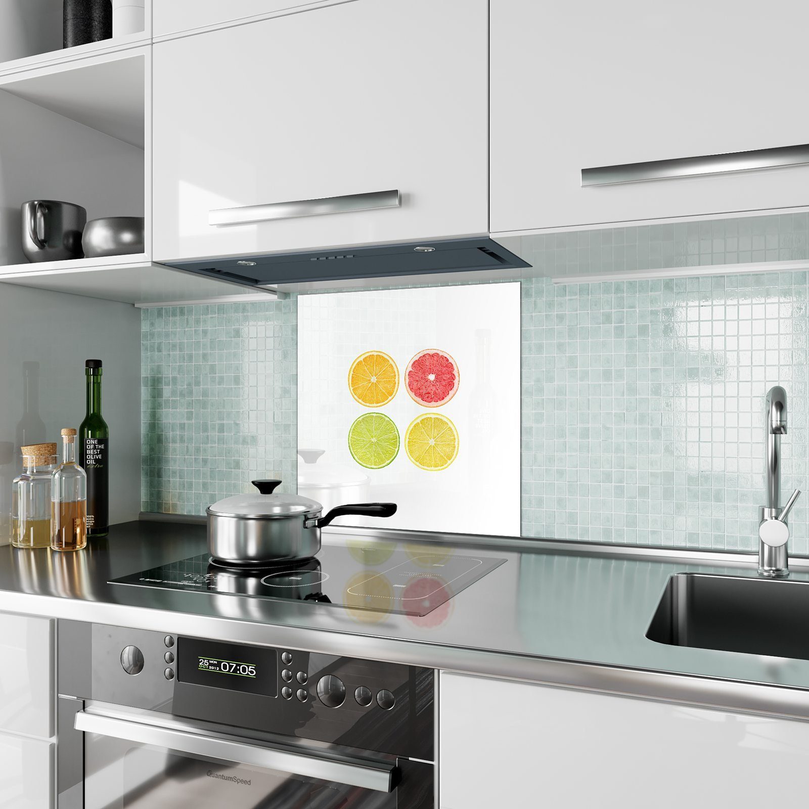 Spritzschutz Küchenrückwand Scheiben Zitrus Primedeco Glas Motiv mit von Küchenrückwand
