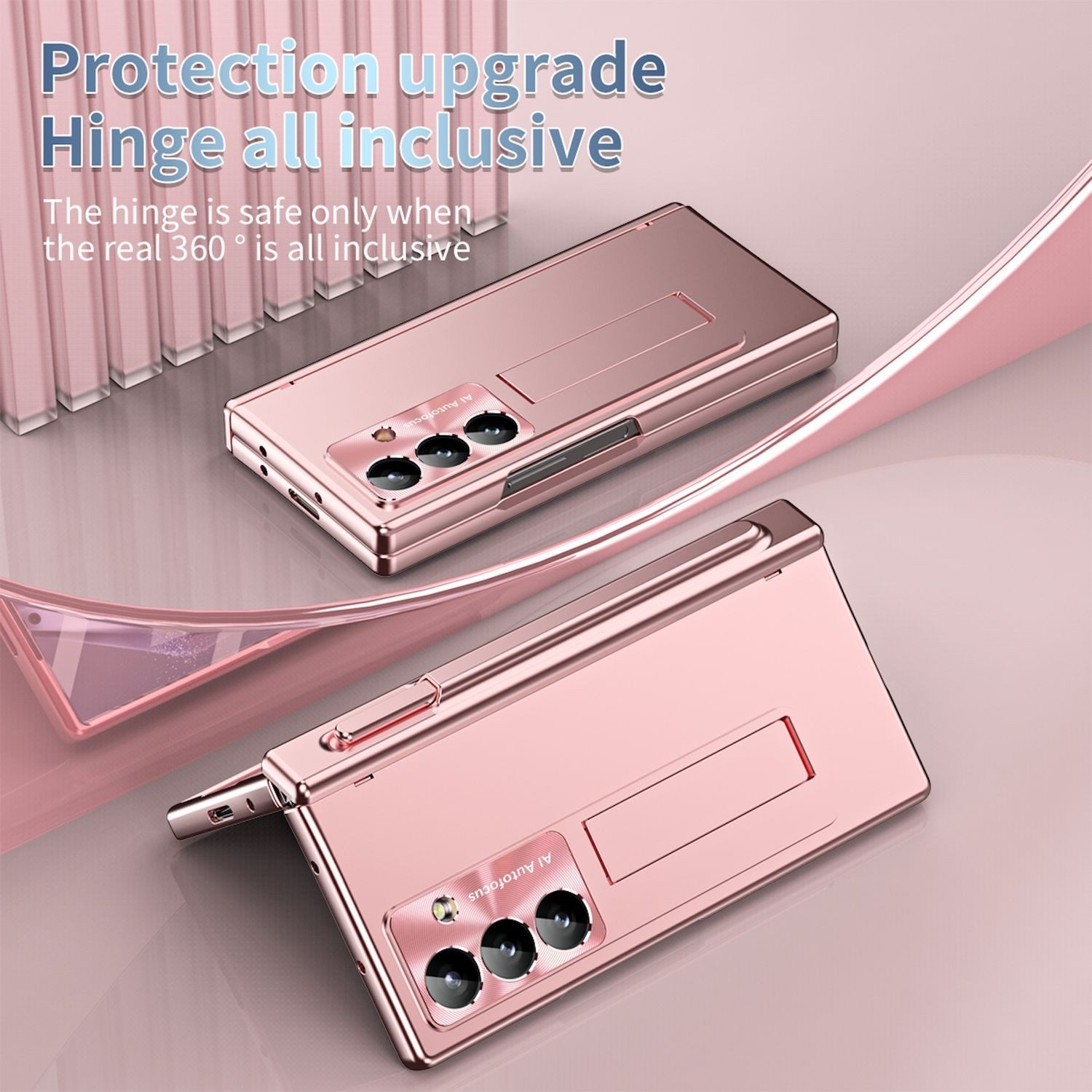 Wigento Handyhülle für Samsung Galaxy Z Fold7 5G Stand Stifthalter u. Stift Pink, Hülle mit Stand- und Stifthalterung inklusive Stift