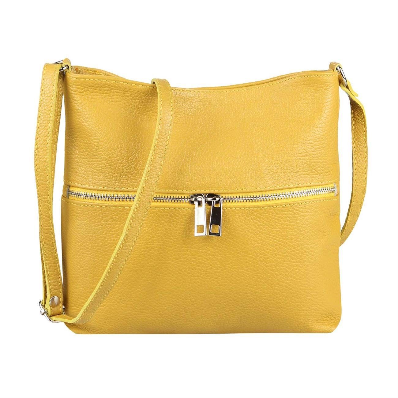 Schultertasche Made in Italy Damen Leder Tasche CrossOver