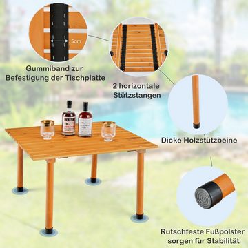 KOMFOTTEU Campingtisch, Picknicktisch aufrollbar aus Tannenholz bis 50kg belastbar