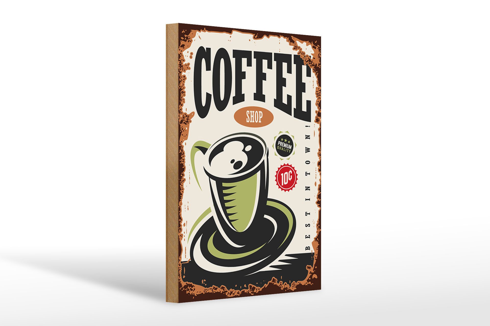 Holzbild Retro 20x30cm Kaffee Coffee Shop premium