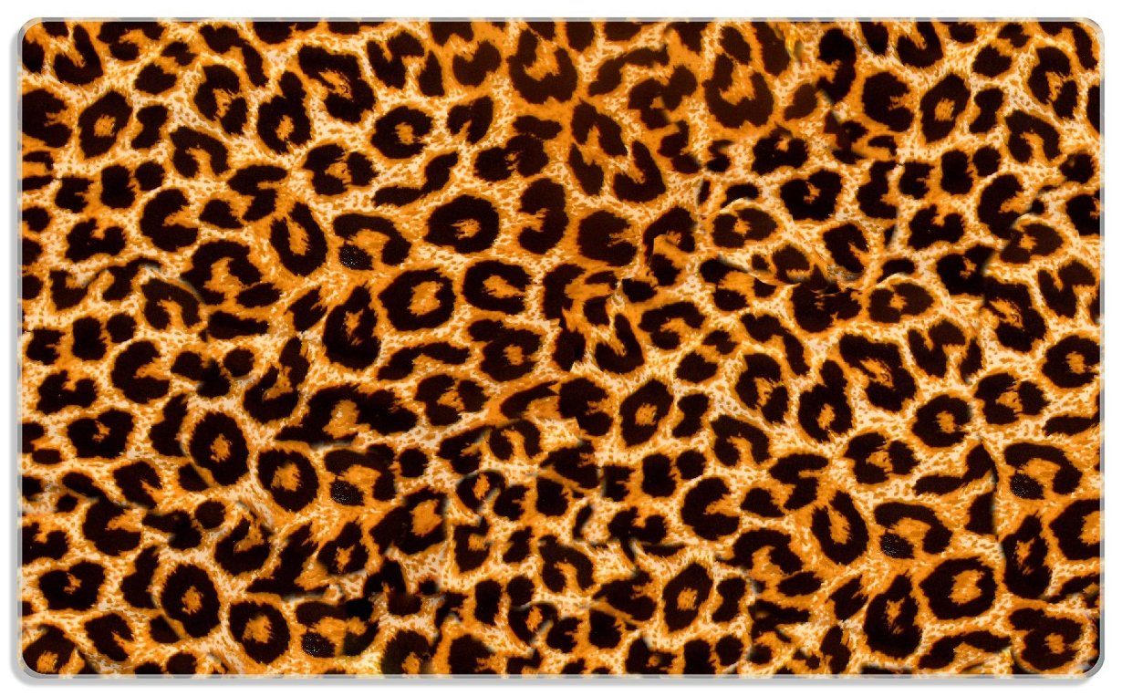 Wallario Frühstücksbrett Leopardenmuster in orange schwarz, ESG-Sicherheitsglas, (inkl. rutschfester Gummifüße 4mm, 1-St), 14x23cm