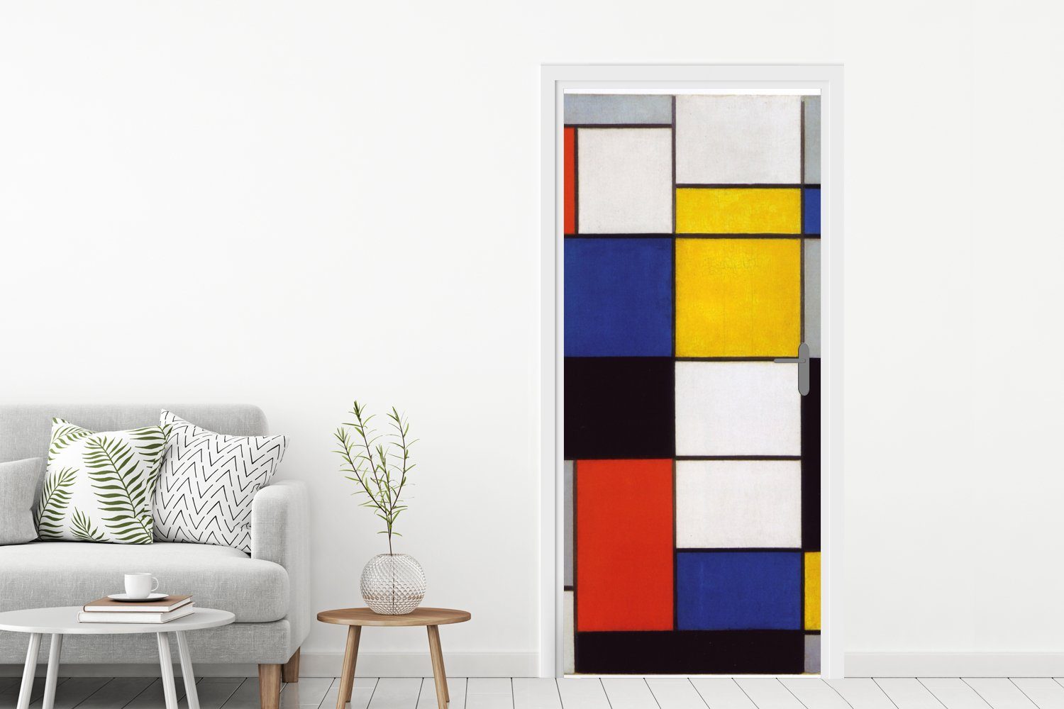 Mondrian, bedruckt, - cm für Matt, Fototapete A MuchoWow Piet (1 Türtapete St), 75x205 Komposition Tür, Türaufkleber,