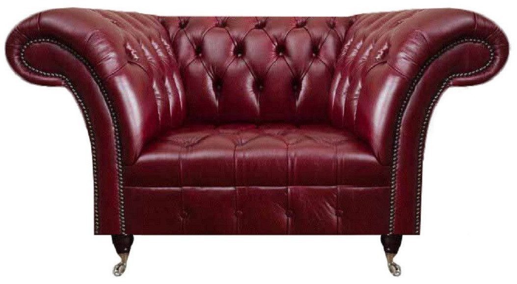 Xlmoebel Chesterfield-Sessel Roter Ledersessel im Chesterfield-Design für stilvolles Wohnen (Sessel), Hergestellt in Europa