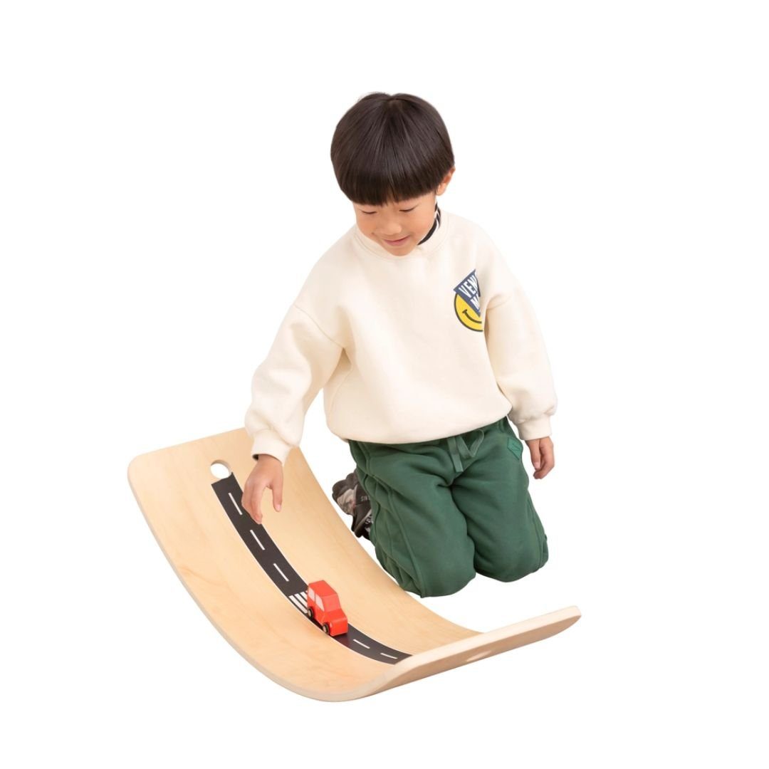 Balanceboard Board mit aus Balanceboard Curve Holz Zugseil suebidou