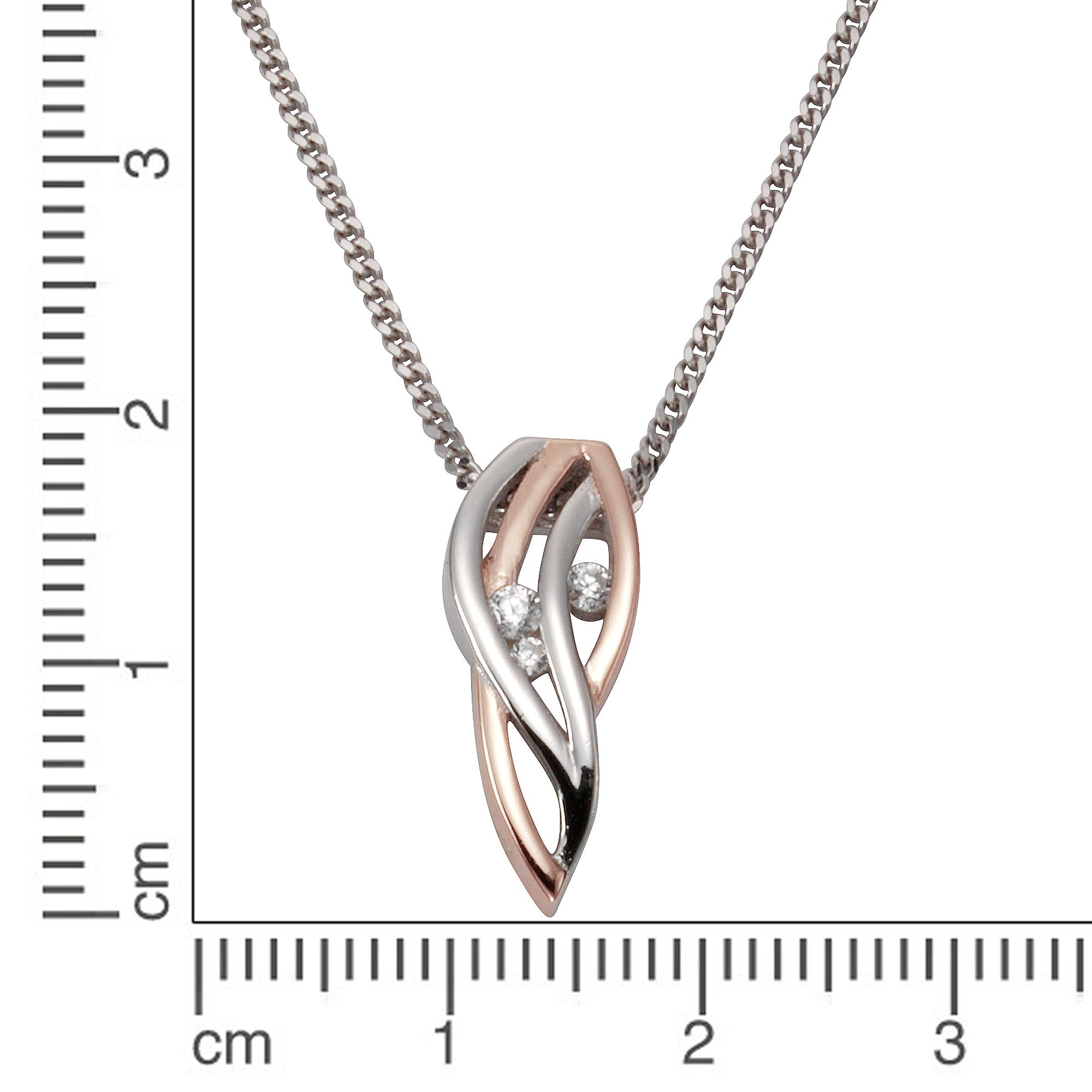 Zeeme Kette mit Anhänger 925/- Sterling Silber zweifarbig