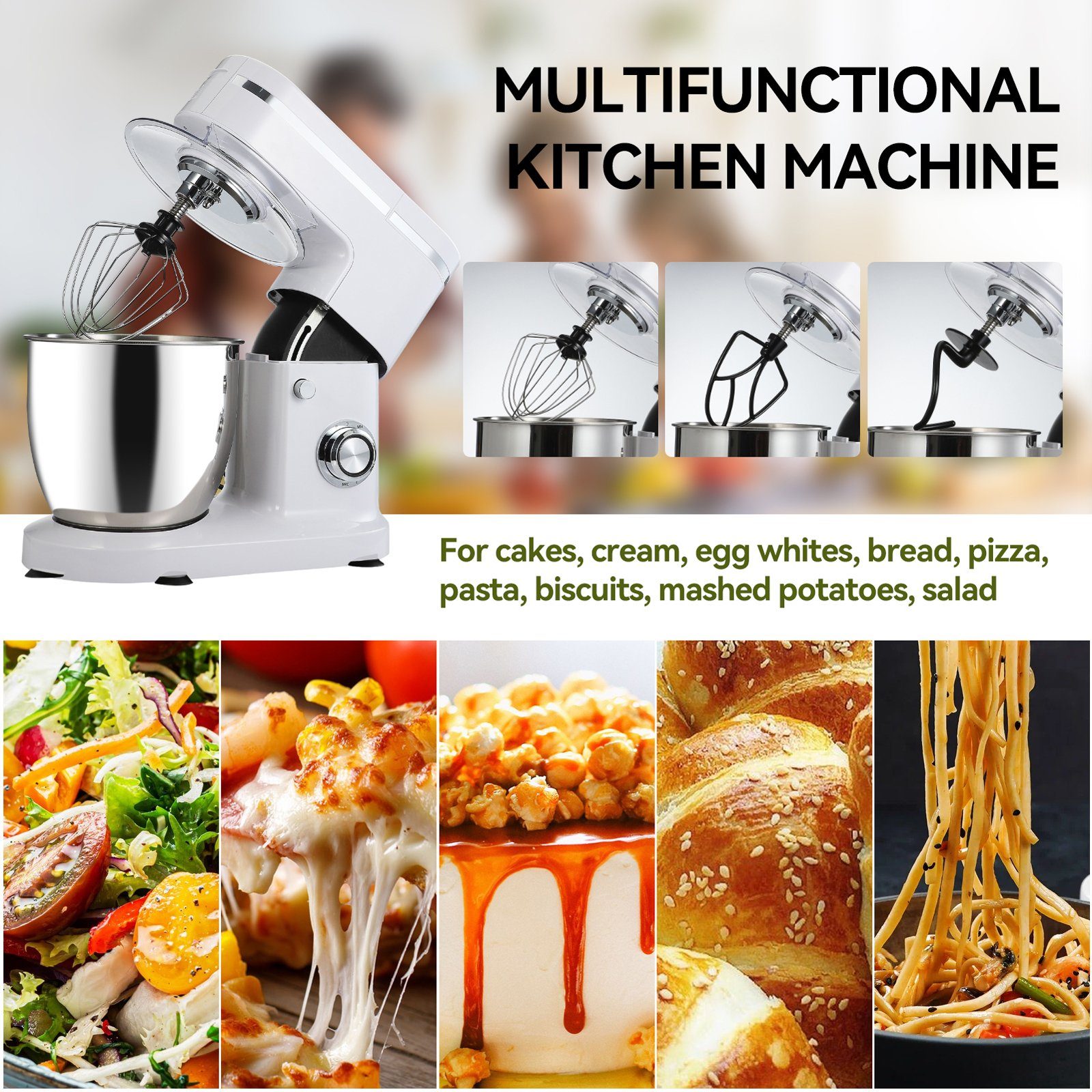 SEEZSSA Küchenmaschine mit 1200W, Grundausstattung Konfiguration Kocher Grundlegende LW6912G1 Kunststoff Leistung Kochfunktion