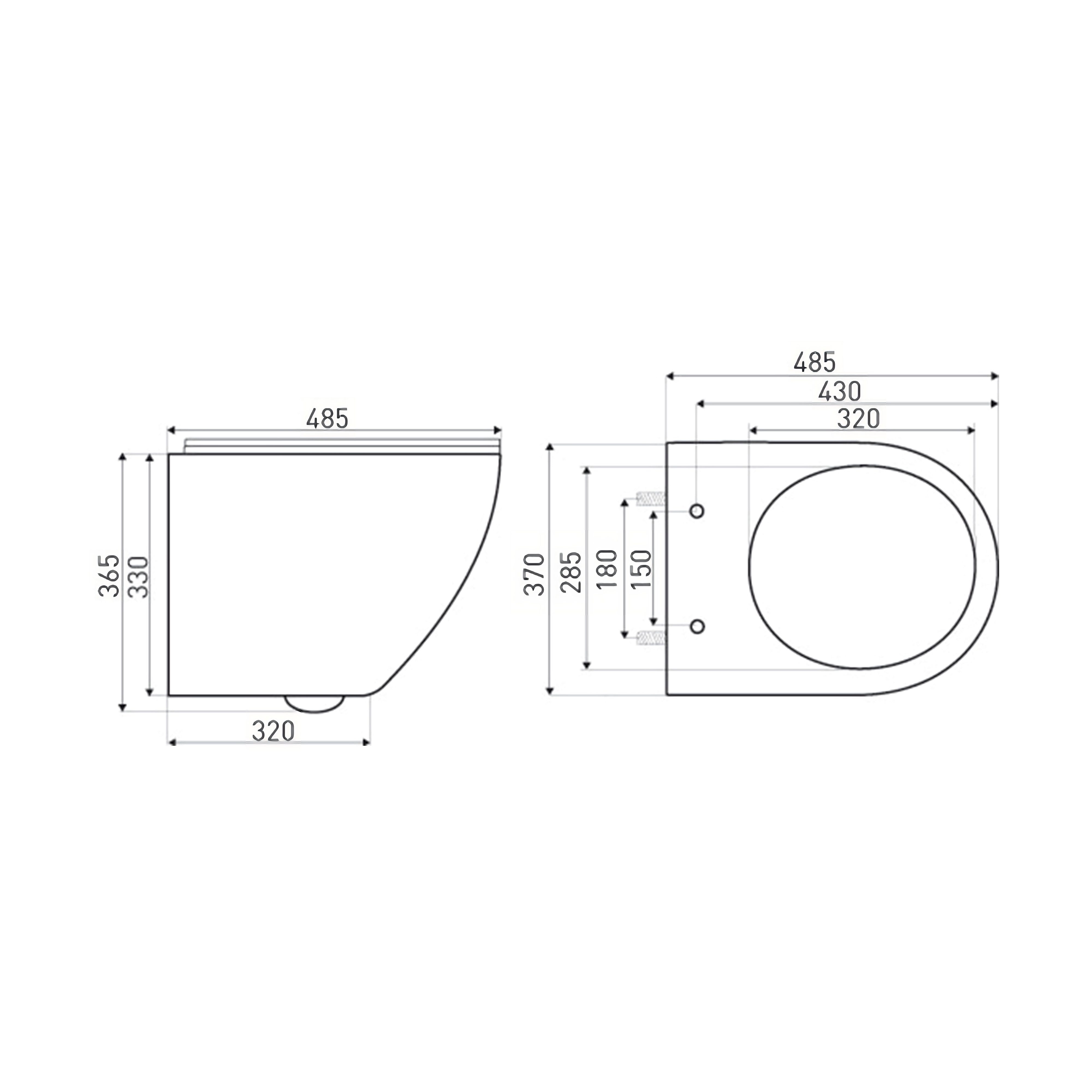 KOLMAN Tiefspül-WC Spülrandlos Wand-WC Delos, Weiß, mit Slim Soft-close WC-Sitz und Schallschutzmatte