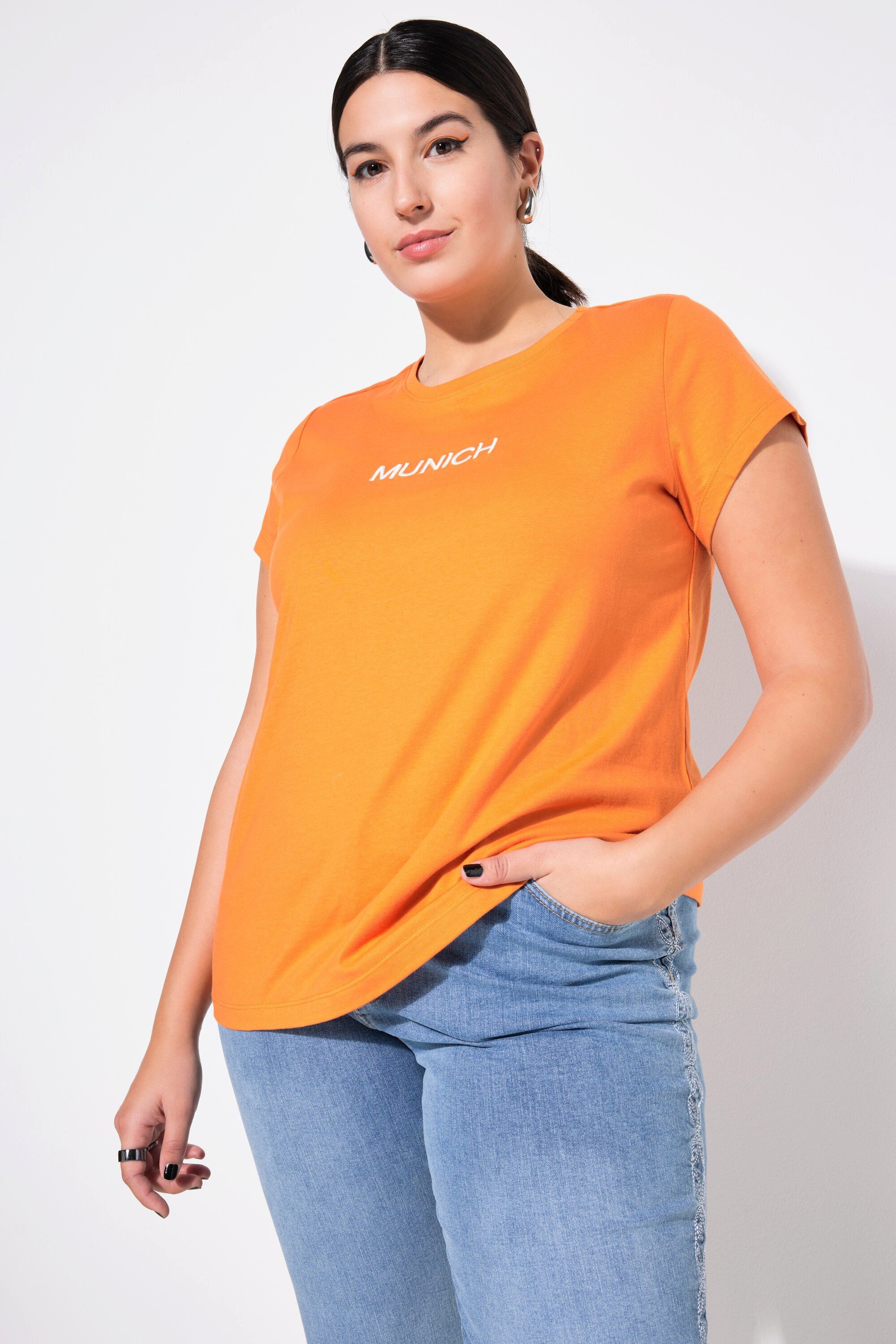 Studio Untold T-Shirt T-Shirt Slim Classic Stickerei Halbarm