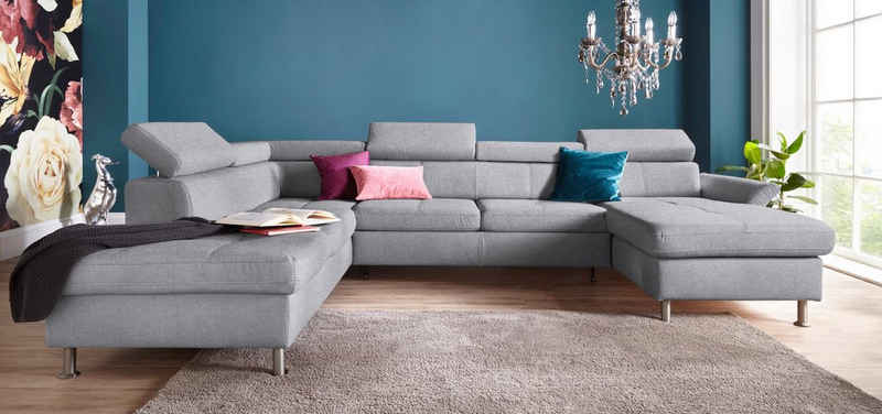 exxpo - sofa fashion Wohnlandschaft Maretto, U-Form, inkl. Kopf- bzw. Rückenverstellung, wahlweise mit Bettfunktion
