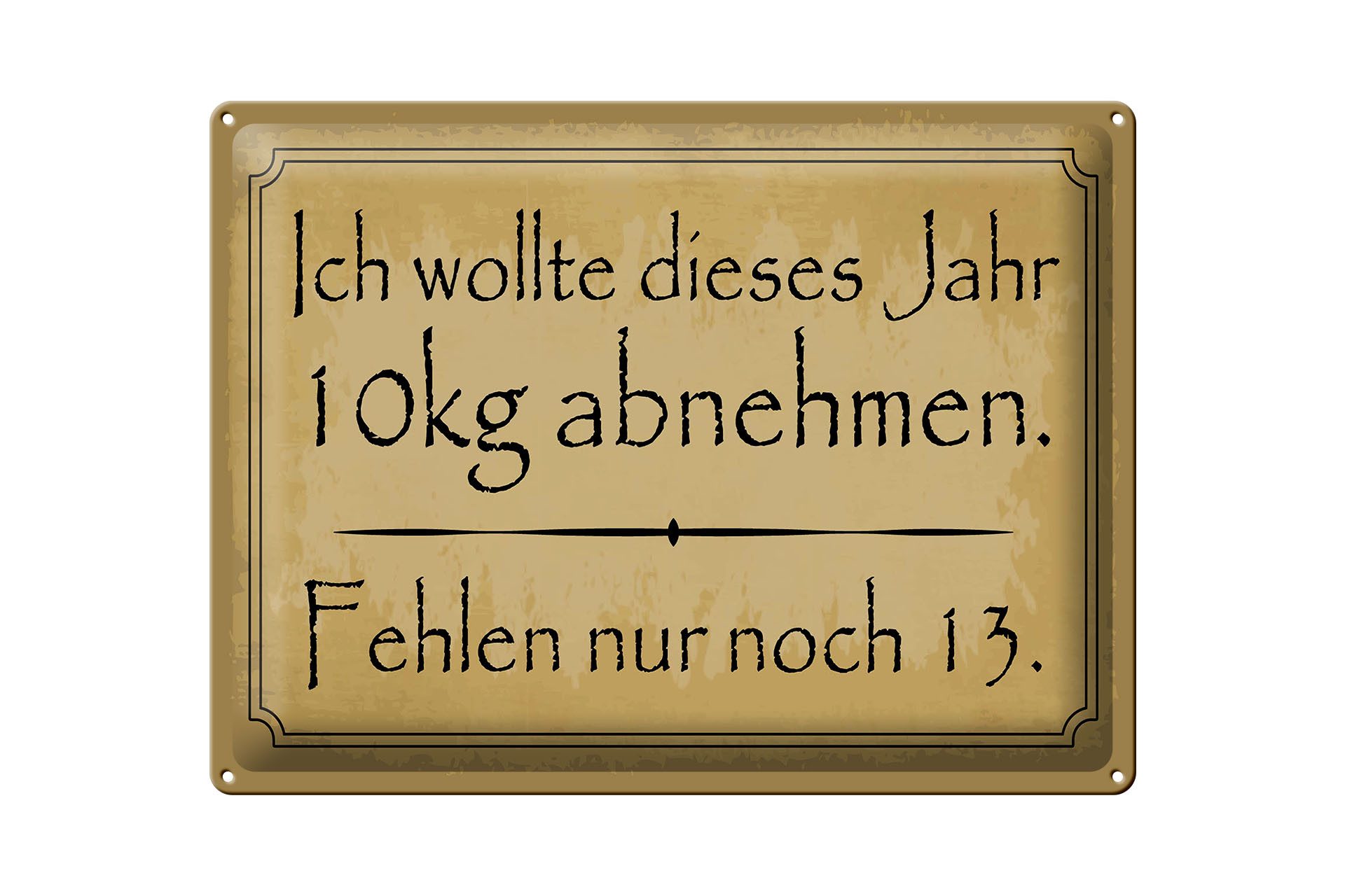Femer GmbH Metallschild Spruch 30x40 cm 10 kg abnehmen fehlen nur noch 13, (1 St), gewölbte Oberfläche, abgerundete Ecken, umgeschlagene Kanten
