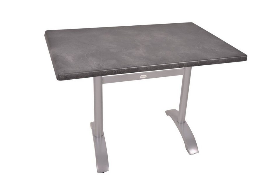 Garden Pleasure Gartentisch, Bistrotisch Set Dark Slate 110x70cm  Tischgestell Alu silber matt Tisch