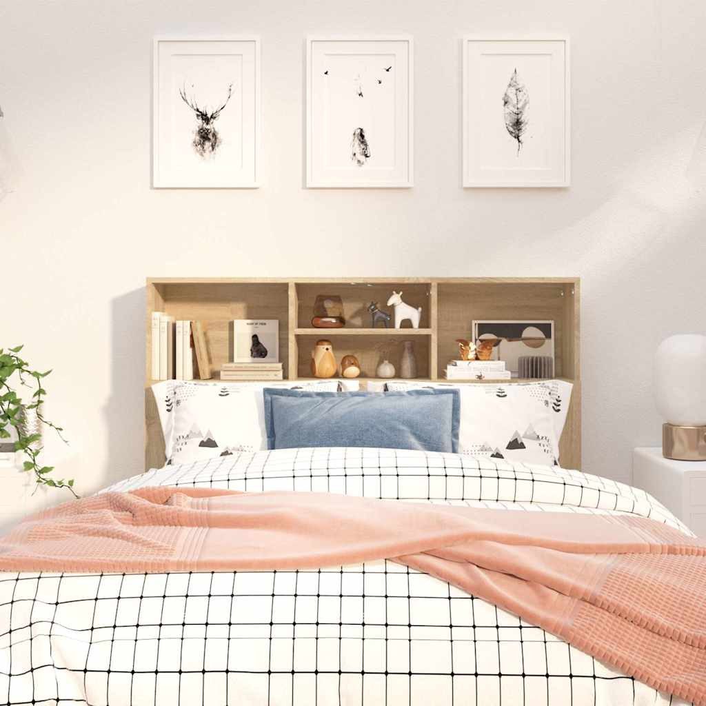 vidaXL Bett Bett-Kopfteil mit Ablagen Sonoma-Eiche 120x19x103,5 cm (1-tlg)