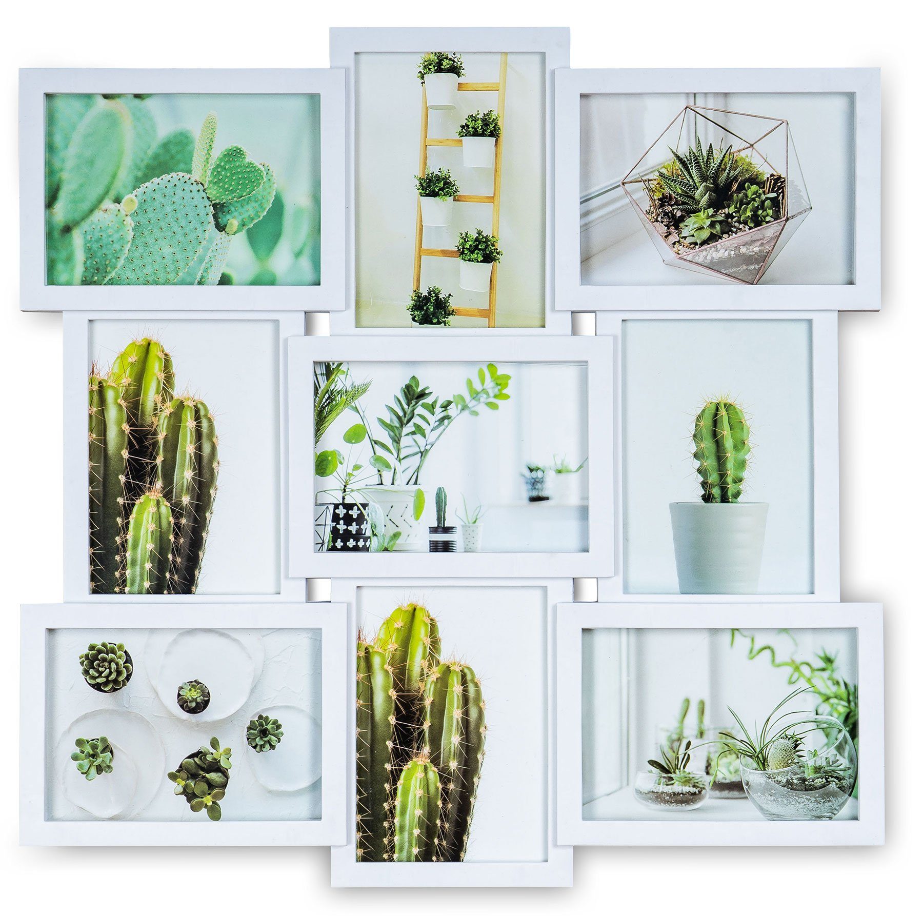 Levandeo® Bilderrahmen Collage, Bilderrahmen 51,5x51,5cm Weiß 9 Fotos 13x18 günstig online kaufen