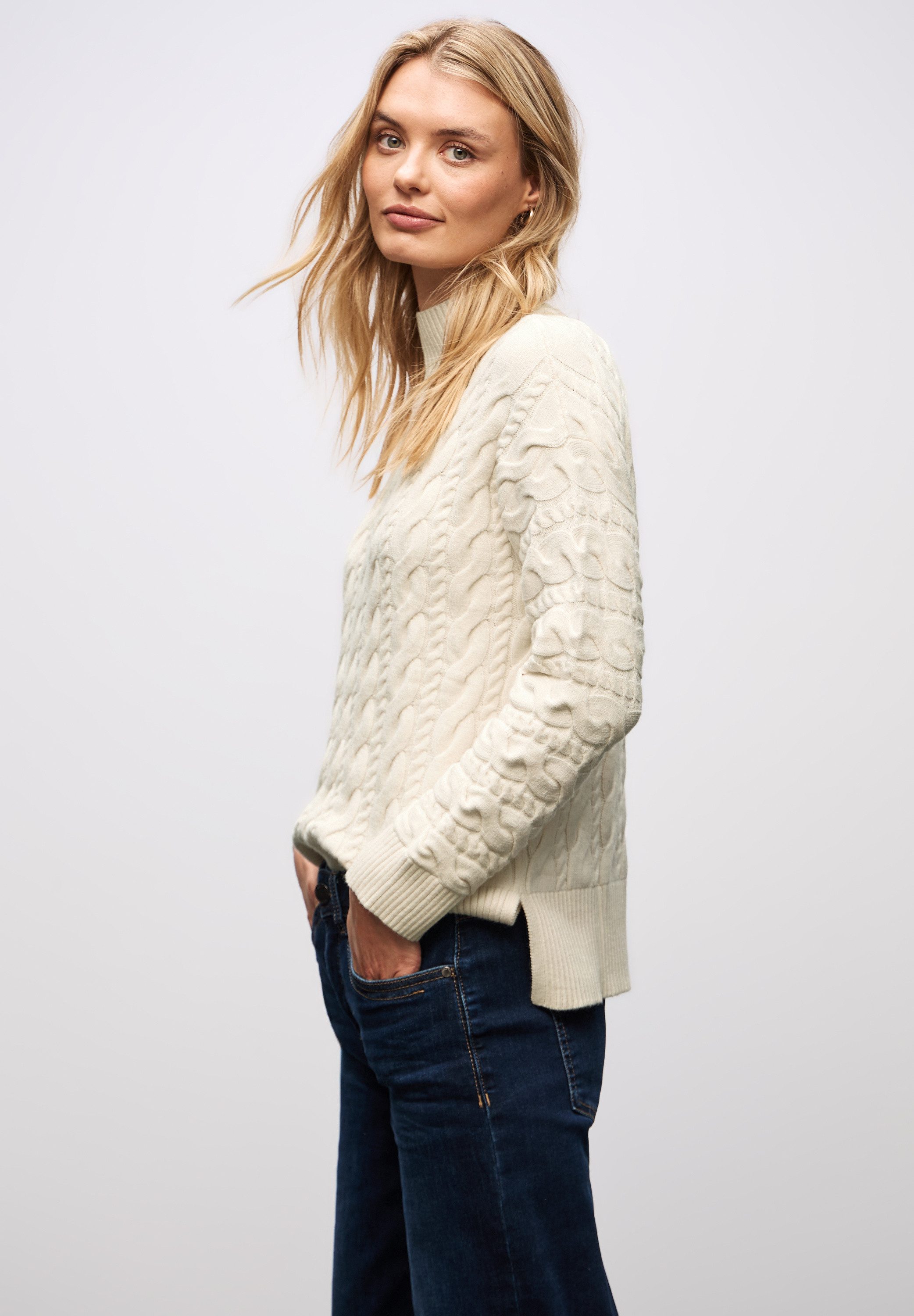 STREET ONE Rollkragenpullover mit Zopfmuster