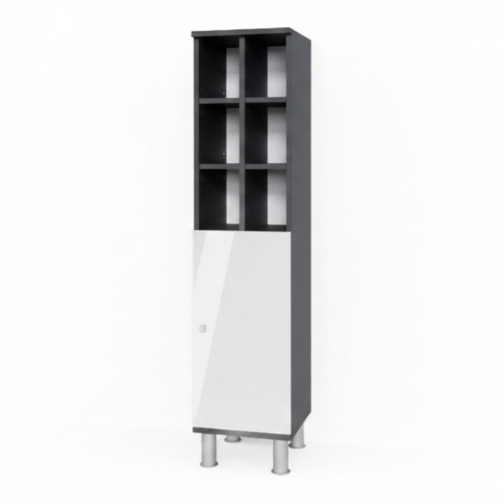 Vicco Midischrank Fynn, Weiß Hochglanz/Anthrazit, 30 x 130.6 cm große Tür (1-St)