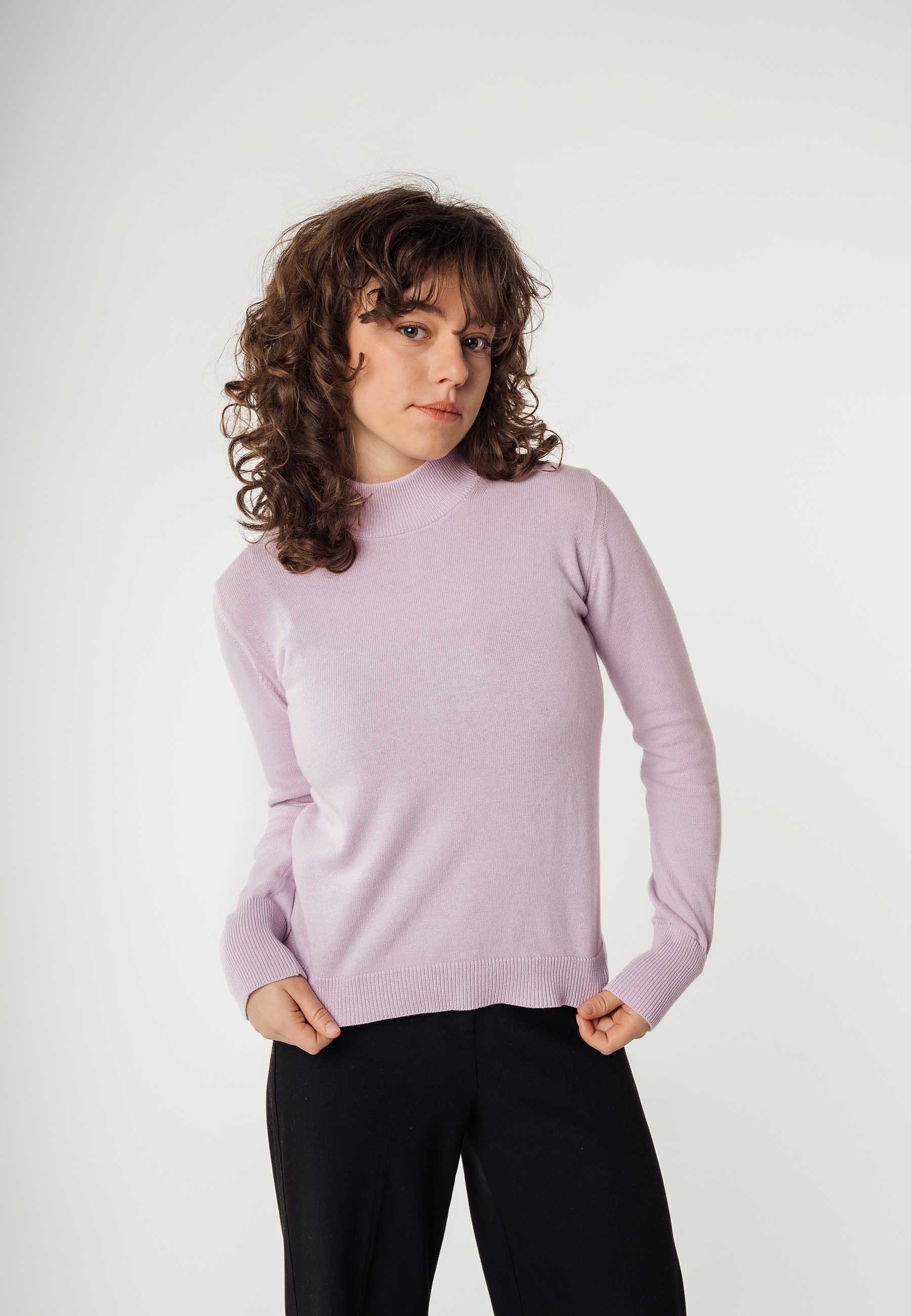 MELA Strickpullover Damen Feinstrick-Pullover SADA Rippbündchen lilac