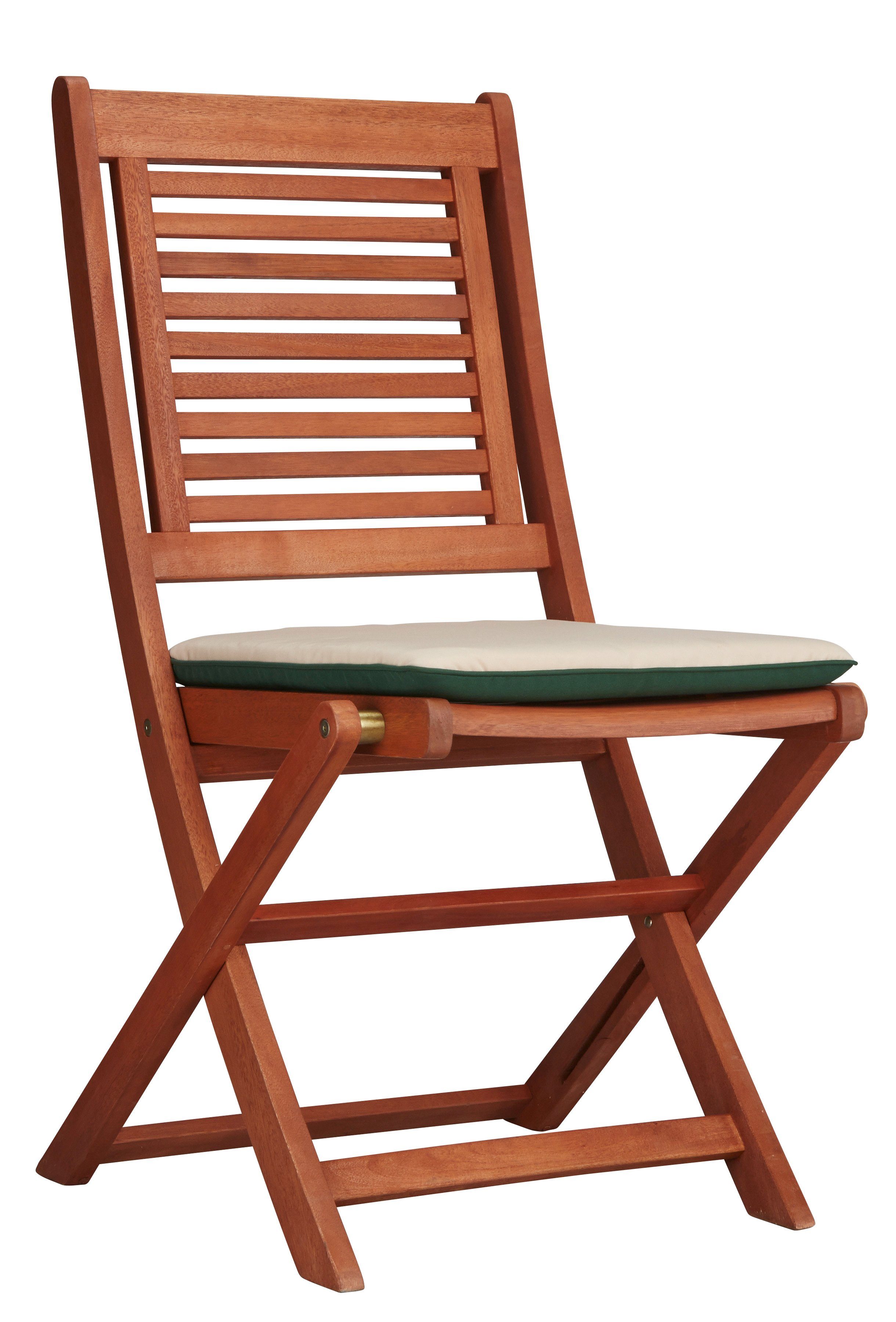 MERXX Gartenstuhl Cordoba (Set, 2 St), 2er Set, Eukalyptus, klappbar, braun, inkl. Wendeauflage – Bild 5 von 5