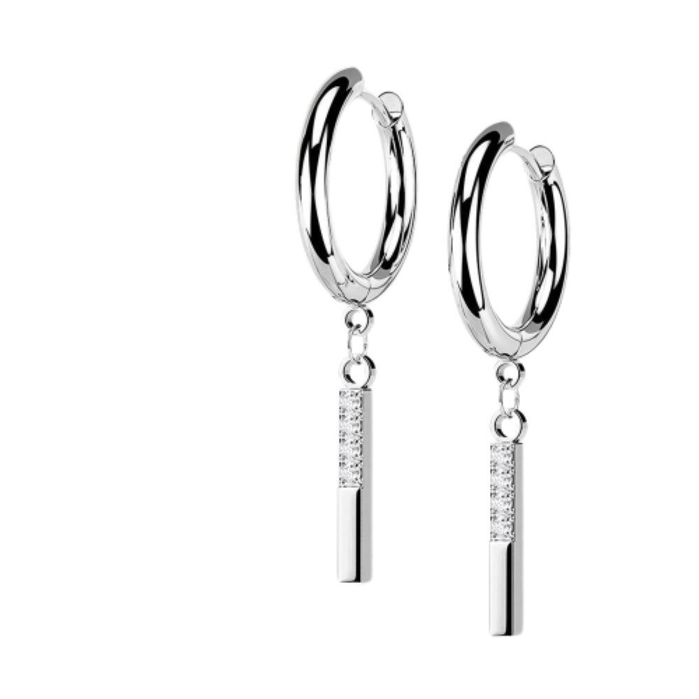 Creolen-Set Creolen mit rechteckigem Kristall-Anhänger Silber
