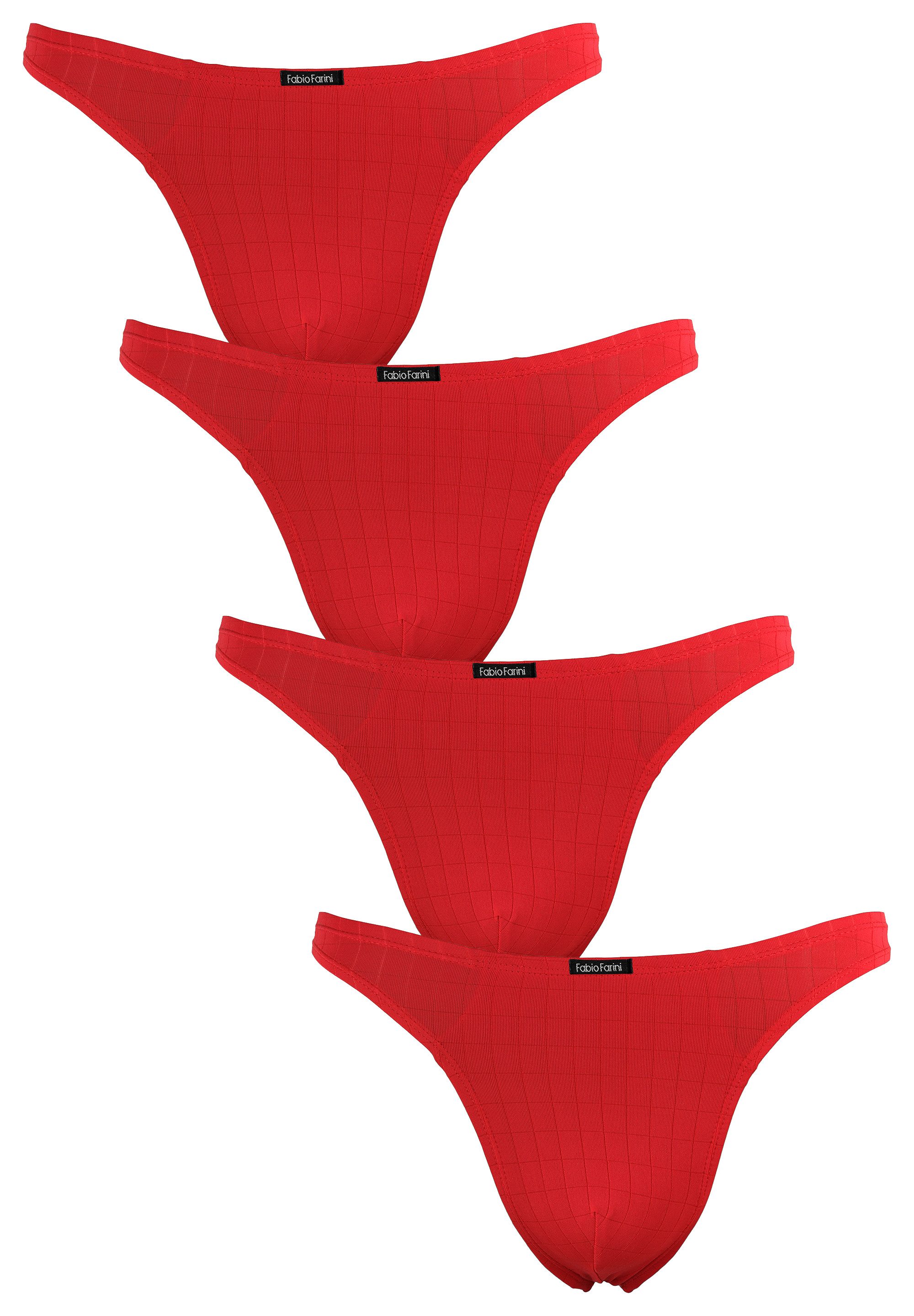 Fabio Farini String Herren Unterhosen - Männer Tangas aus atmungsaktiver Mikrofaser (4-St) im sportlichen Look mit Karo-Muster