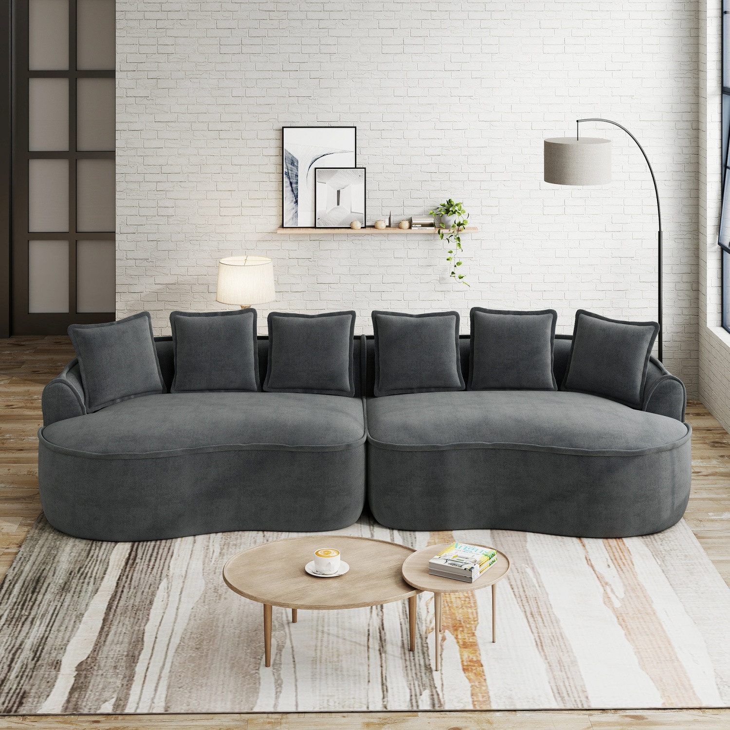 ANYSUN Ecksofa Modulares Ecksofa,Chenille-L-Sofa, Links / Rechts Chaiselongue Sofa, L-Form mit extra tiefer Sitzfläche und breiten Armlehnen,mit Chaiselongue&Kissen, keine Montage erforderlich, geeignet für Wohnzimmer, Wohnung und Büro