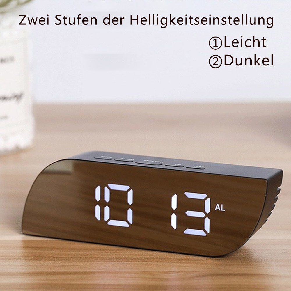 Nicht Spiegel-Wecker, Wecker Dekorative Alarmwecker,Tischuhr Digital, Wecker Enthalten) (Batterie