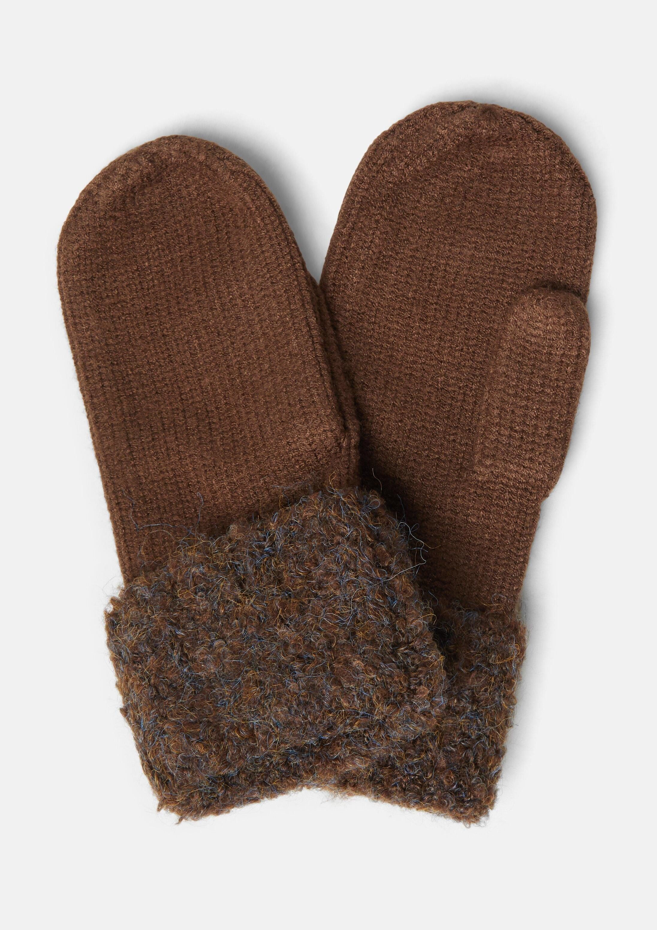 s.Oliver Strickhandschuhe Handschuhe Handschuhe aus Bouclé-Strick mit Fleece-Futter