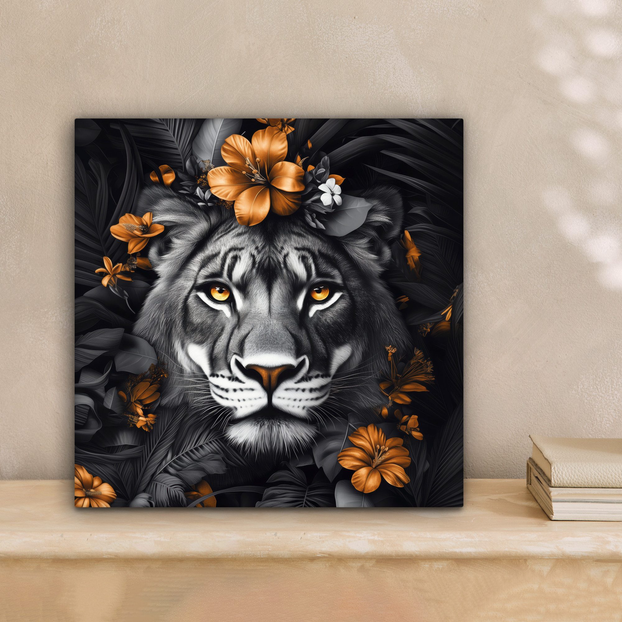 OneMillionCanvasses® Leinwandbild Tiger - Schwarz und günstig online kaufen