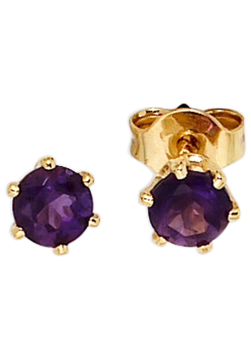 JOBO Paar Ohrstecker, rund 585 Gold mit Amethyst