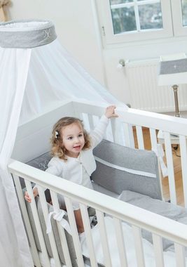 Nordic Coast Company Bettnestchen, Baby Bettnestchen 100% zertifizierte Baumwolle Babynestchen mit Fixierbändern Grau Spitze Junge Mädchen ab Geburt
