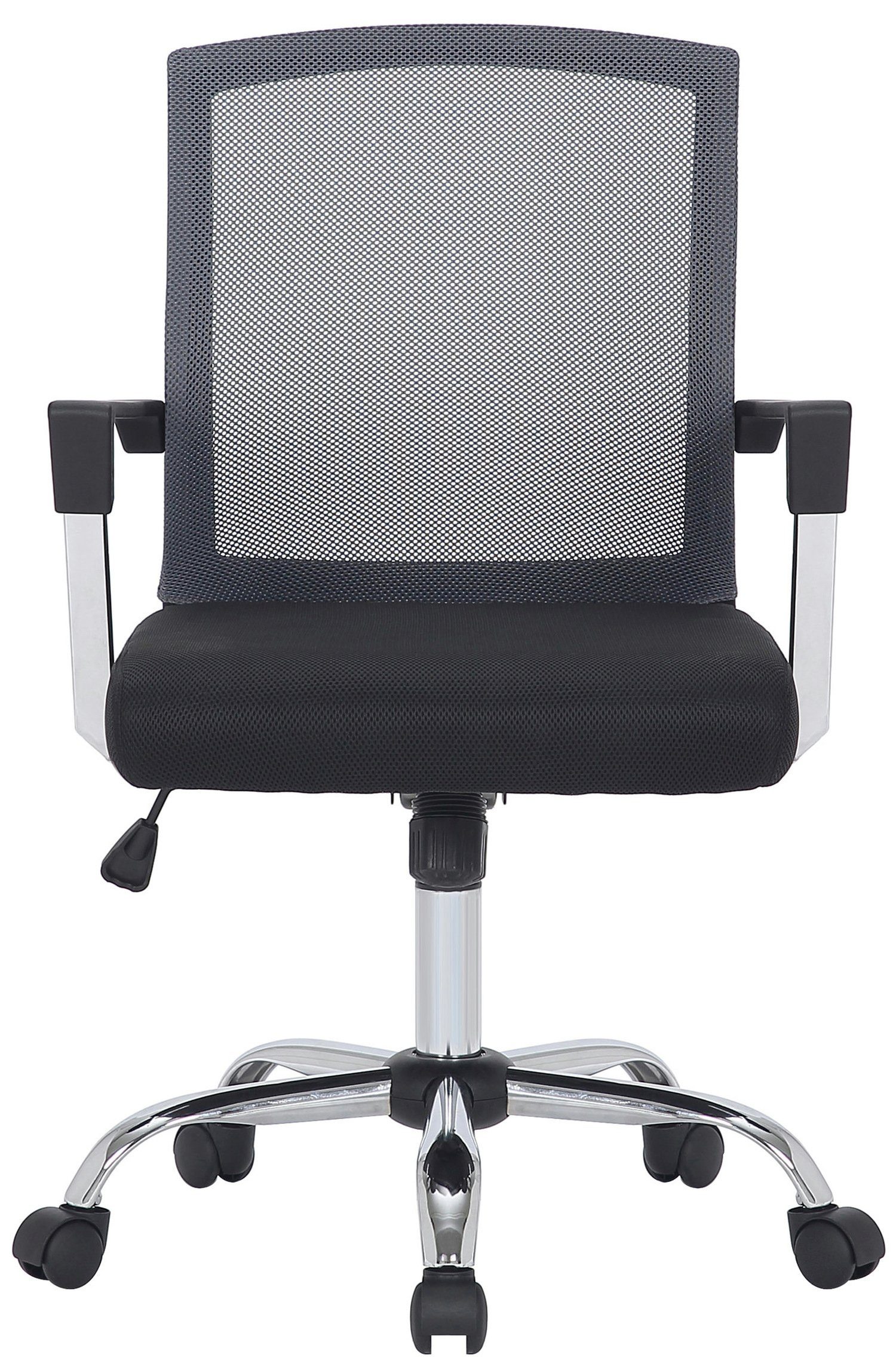 TPFLiving Bürostuhl Mabel mit bequemer 360° höhenverstellbar Gestell: Chefsessel, Netzbezug Bürostuhl Drehstuhl, chrom drehbar XXL), Sitz: (Schreibtischstuhl, - Rückenlehne Metall schwarz/grau - und