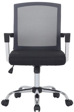 TPFLiving Bürostuhl Mabel mit bequemer Rückenlehne - höhenverstellbar und 360° drehbar (Schreibtischstuhl, Drehstuhl, Chefsessel, Bürostuhl XXL), Gestell: Metall chrom - Sitz: Netzbezug schwarz/grau
