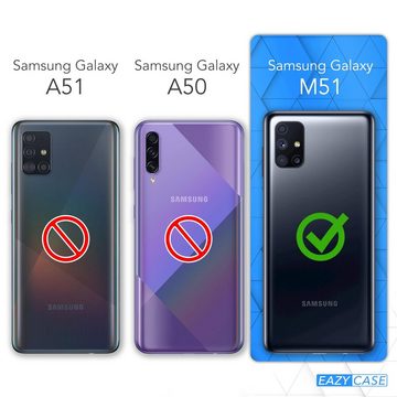 EAZY CASE Handykette Clips Schwarz für Samsung Galaxy M51 6,7 Zoll, Silikonhülle Transparent Handyhülle mit Kordel Kette zum Umhängen Blau