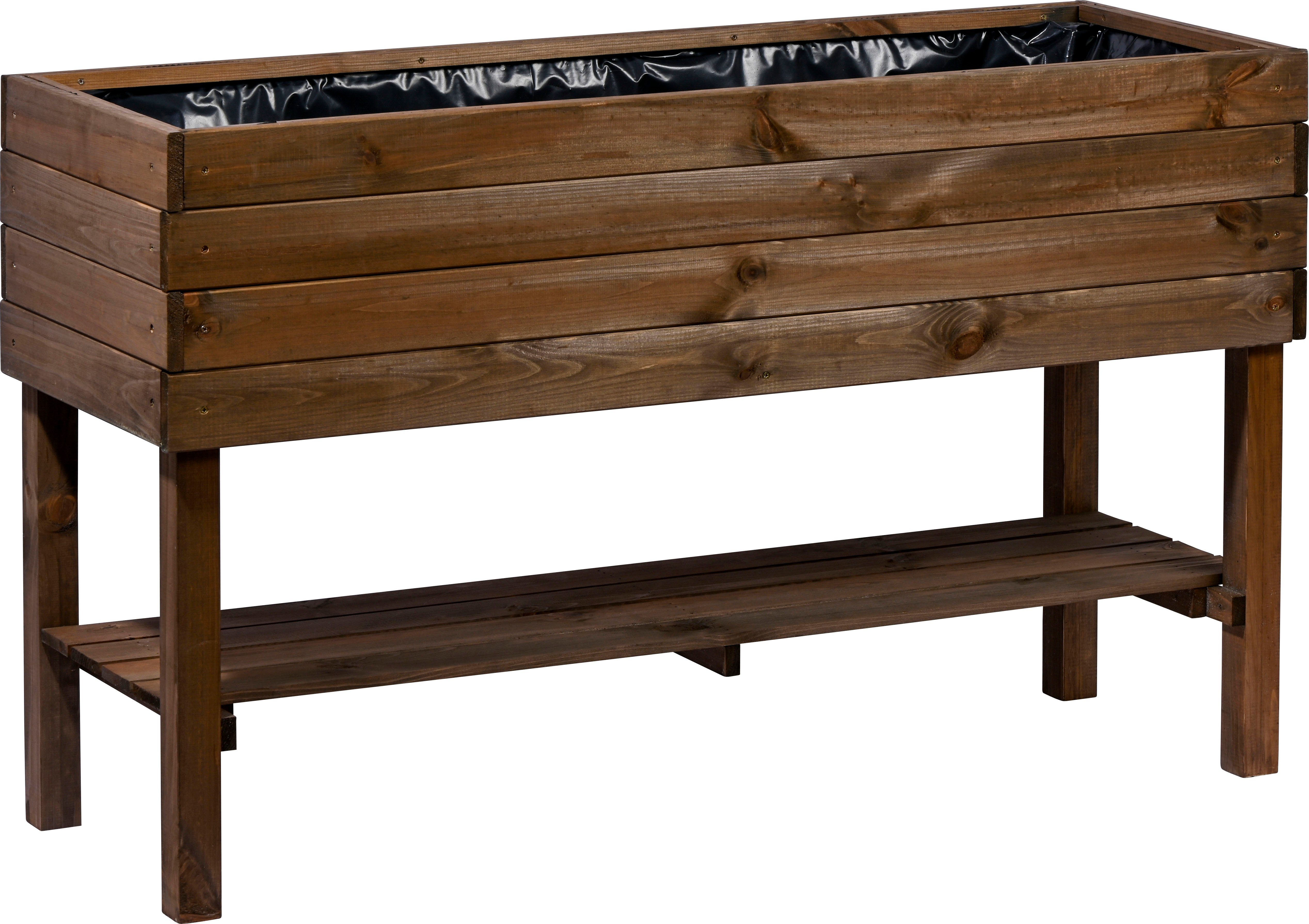 dobar Hochbeet mit Ablage inkl. Pflanzfolie, LxBxH: 117x40x80 cm