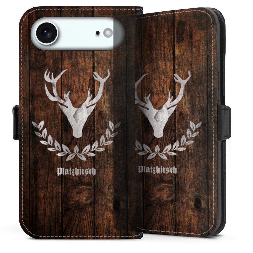 DeinDesign Handyhülle Hirsch Holzoptik Holz Platzhirsch, Apple iPhone Air Hülle Handy Flip Case Wallet Cover Handytasche Leder