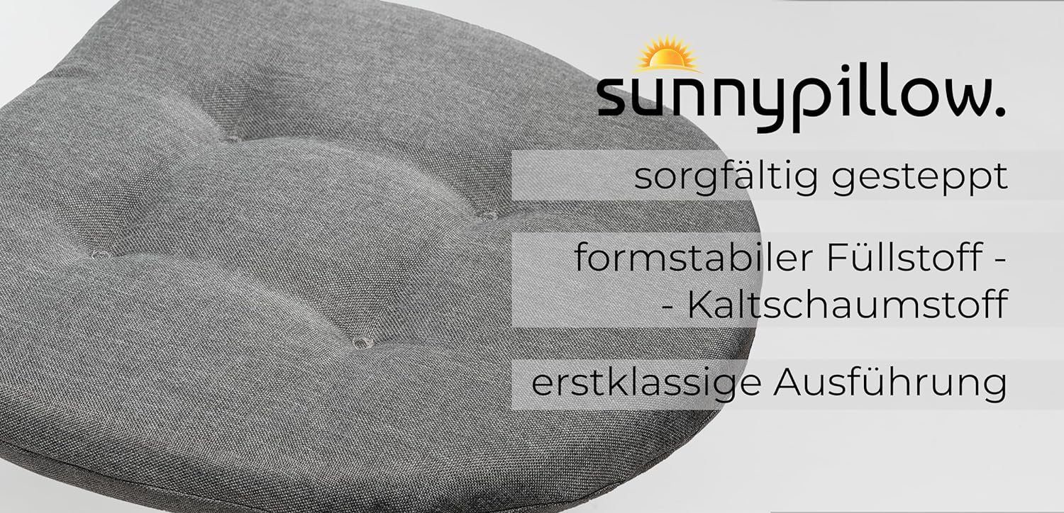 sunnypillow Stuhlkissen 4er Set Auflage 40x40 für Stühle, Bänke in Haus und Garten dick 5cm, Sitzkissen Sitzauflage Stuhlauflage Gartenkissen Esszimmerstuhl