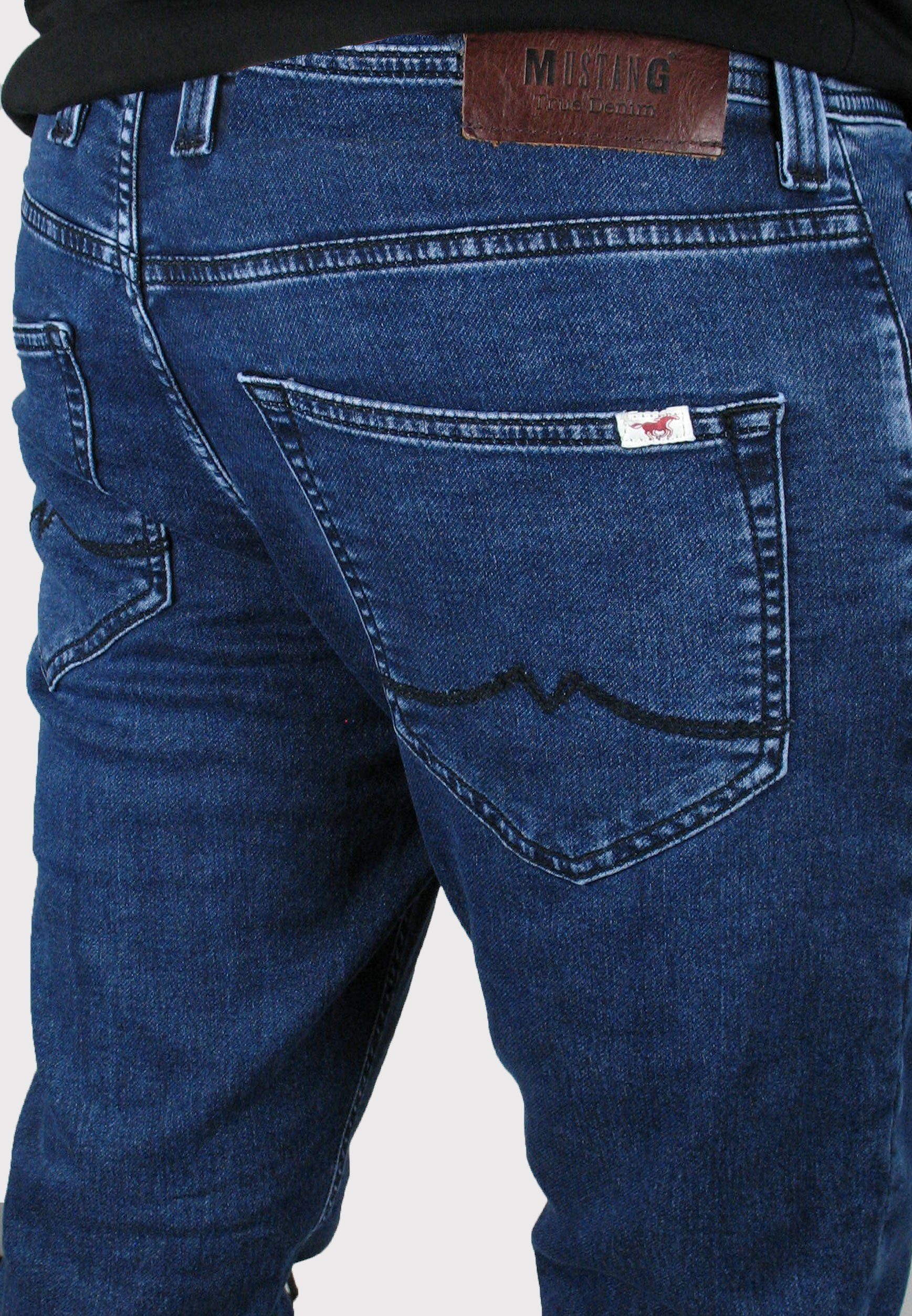 navy-5000883 Tapered K MUSTANG 5-Pocket-Jeans Sweat-Denim Oregon