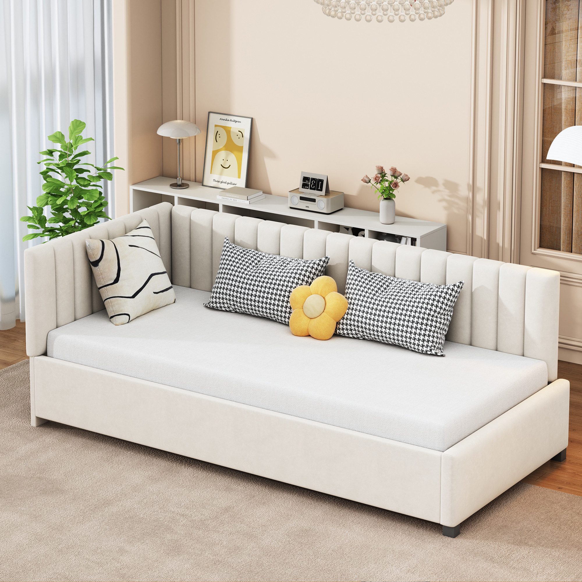 HAUSS SPOLE Schlafsofa 90x200cm mit Matratze Sofabett, Lattenrost, Hautfreundlicher Samtstoff