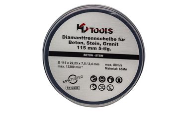 HC Tools Diamanttrennscheibe Diamanttrennscheibe, Ø 115 mm, (Set, 5-tlg), feiner, sauberer Schnitt, Standfest