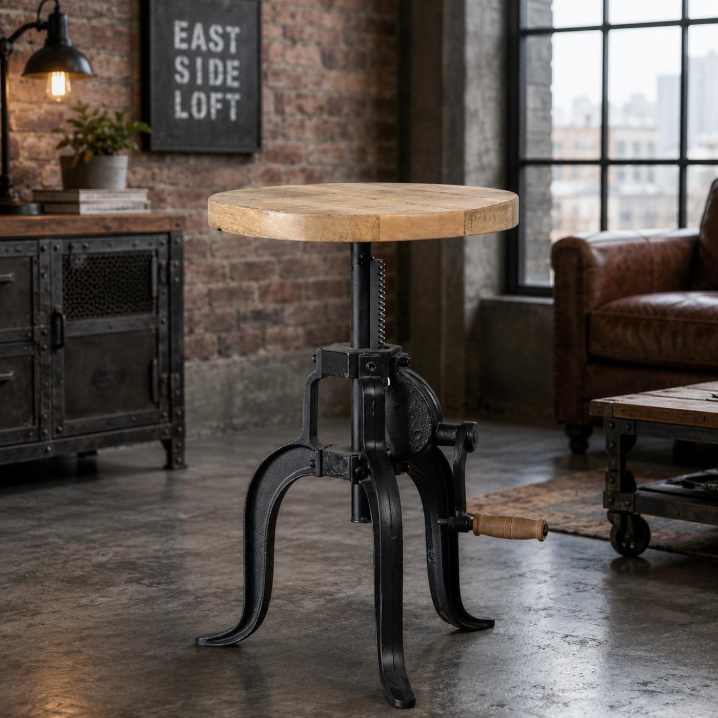 baario Sitzhocker Hocker SELCE Industrial Style, höhenverstellbar Eisen schwarz Vintage