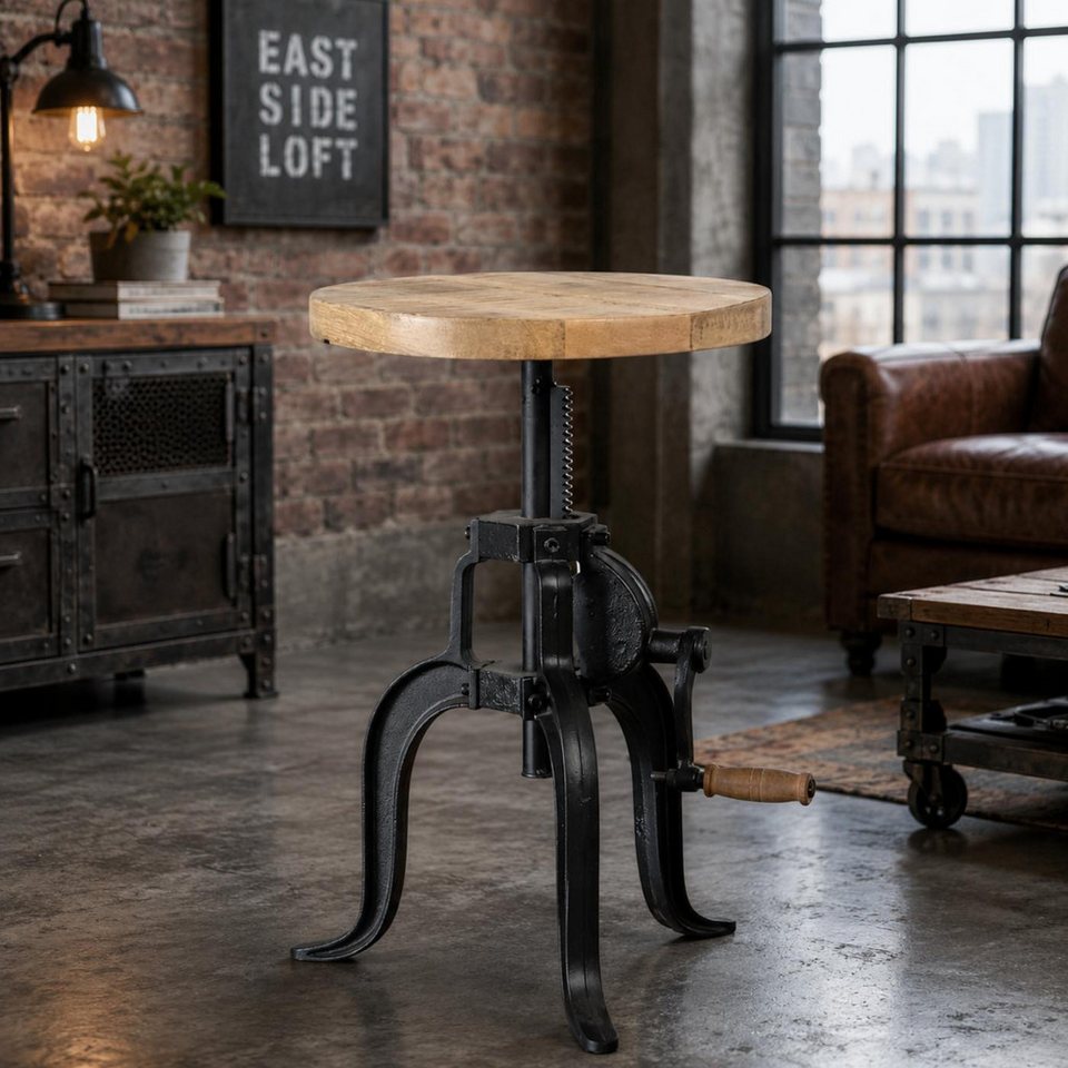 baario Sitzhocker Hocker SELCE Industrial Style, höhenverstellbar Eisen schwarz Vintage
