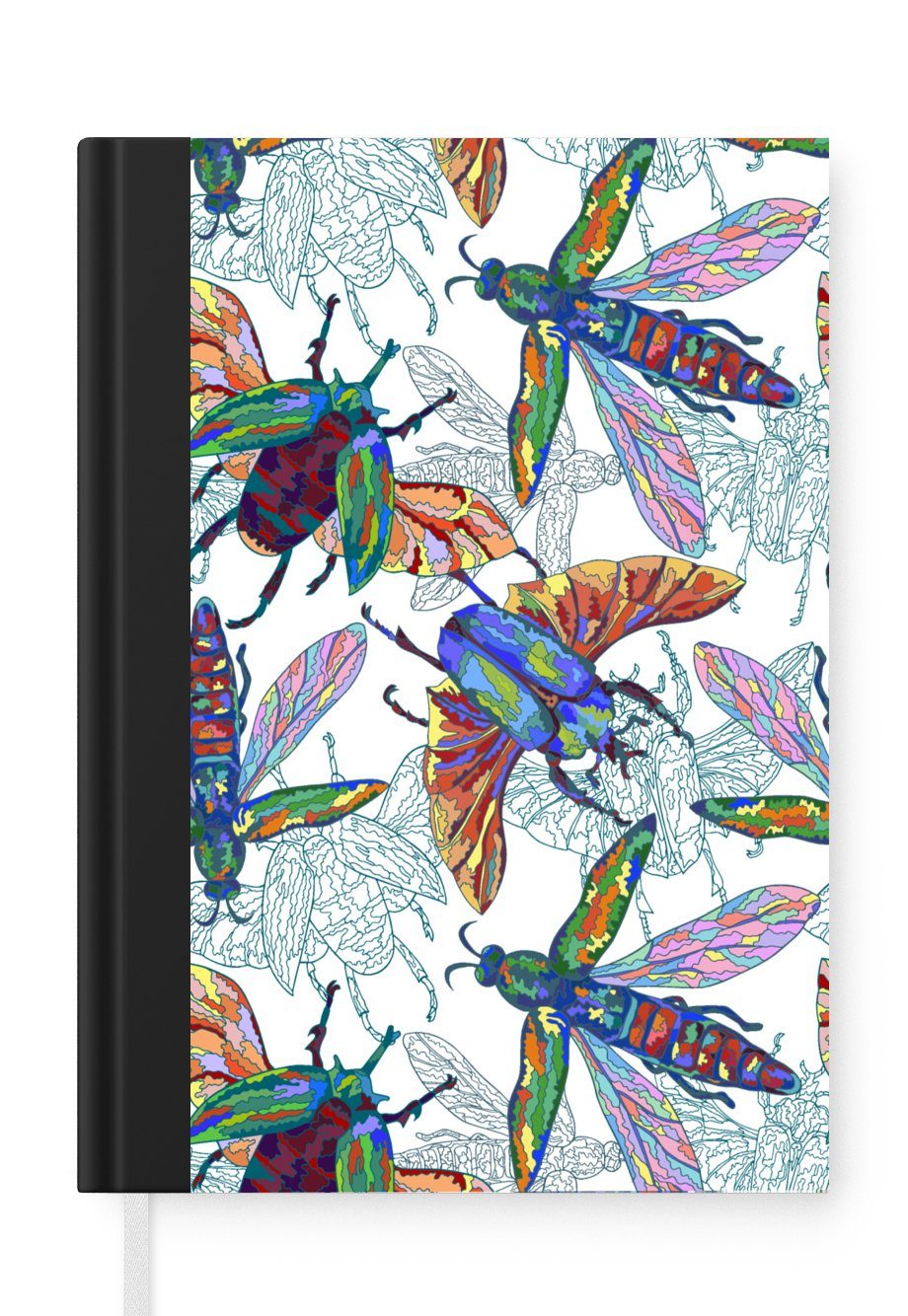 MuchoWow Notizbuch Insekten - Regenbogen - Design, Journal, Merkzettel, Tagebuch, Notizheft, A5, 98 Seiten, Haushaltsbuch