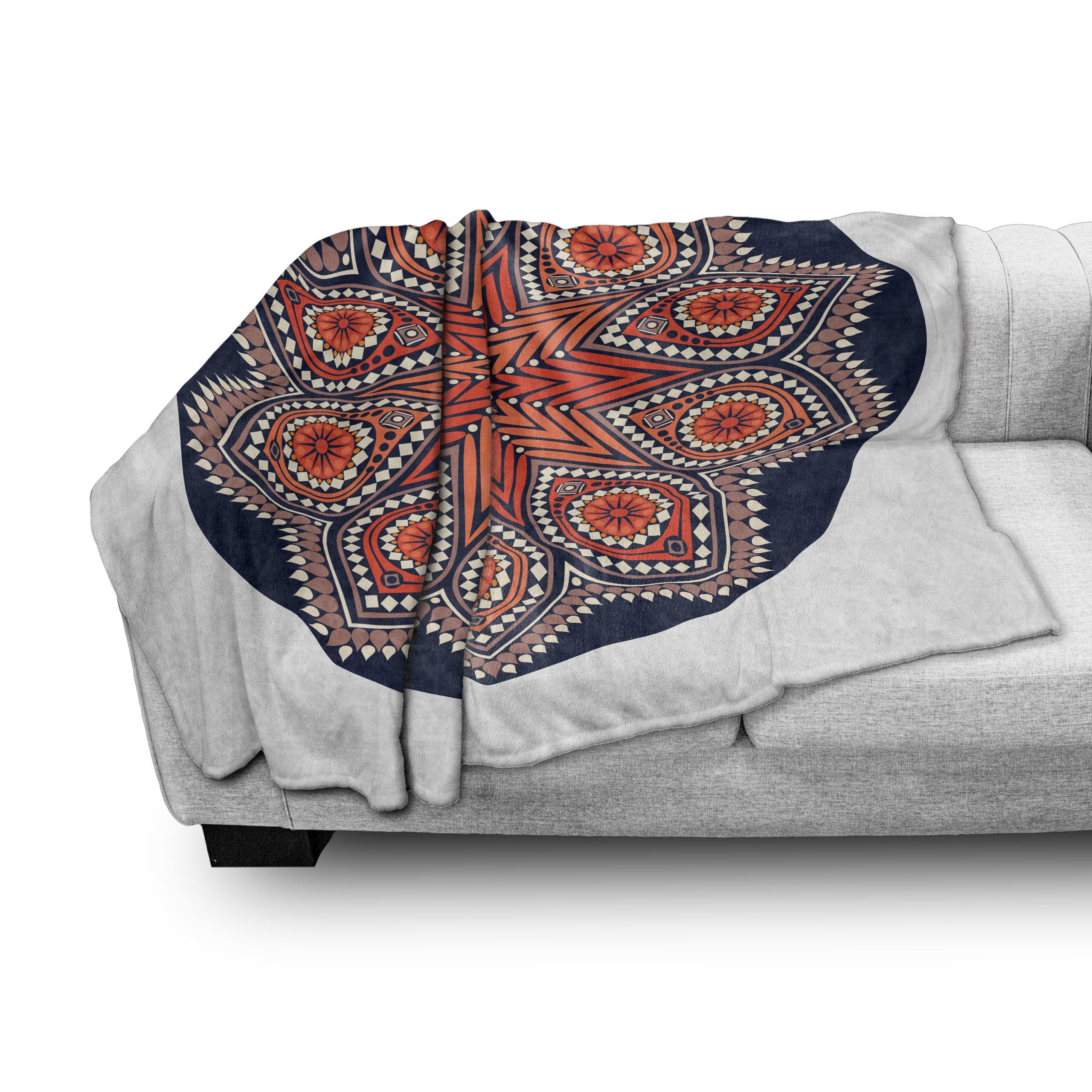 und für Innen- Gemütlicher Abakuhaus, Eastern Außenbereich, Mandala Plüsch Boho Wohndecke Kunst Medaillon den