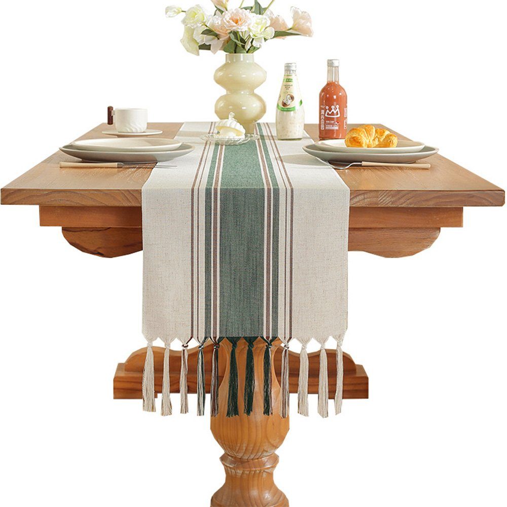 FELIXLEO Tischläufer Tischläufer Bauernhaus Dessert-Tischdekoration 33*183cm quasten Stil