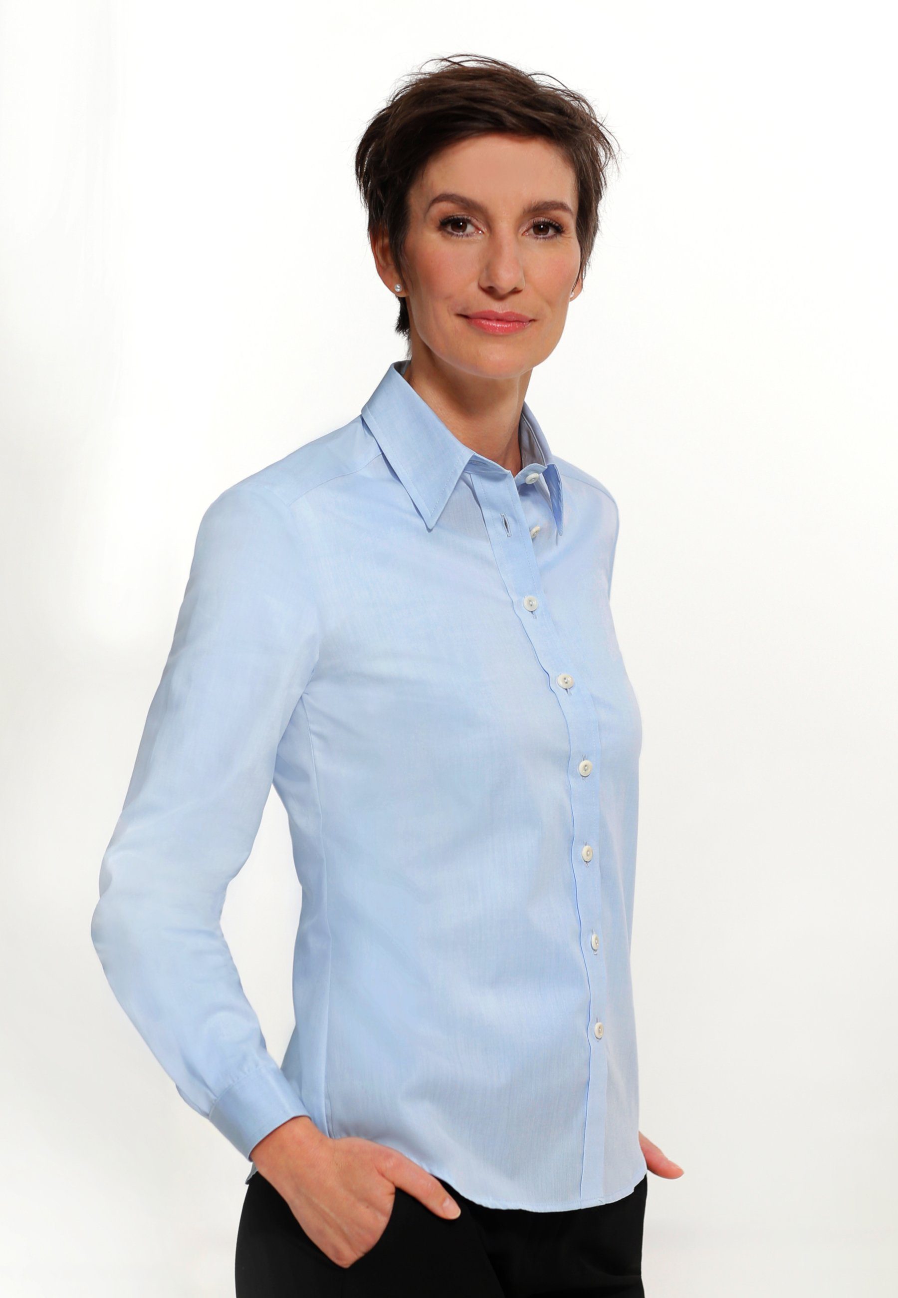 schmidbauer·MODE Klassische Bluse Elegantes Damenoberteil Блузкиshirt aus Biobaumwolle, Blauer Engel Zertifiziert