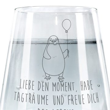 Mr. & Mrs. Panda Glas Pinguin Luftballon - Transparent - Geschenk, Pinguine, Trinkglas, Spü, Premium Glas, Hochwertige Lasergravur
